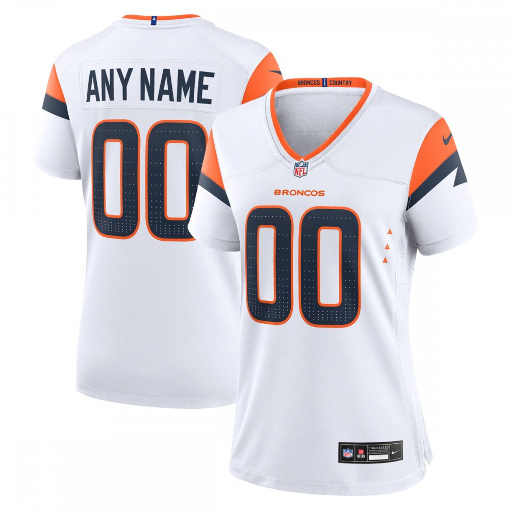 Denver Broncos Nike Women's Custom Game Jersey - White-GridironStore